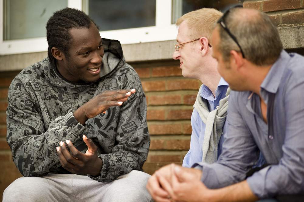 Avec son accompagnateur personnel de l&#39;époque, Patrick Delfosse.